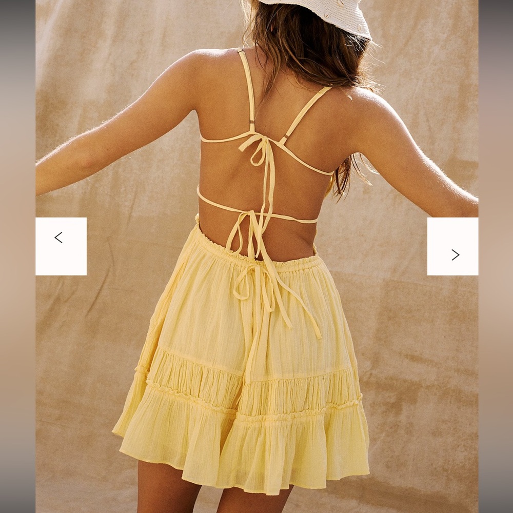 Free People Taking Sides Yellow Ruffled Mini Dress - Picture 3 of 16
